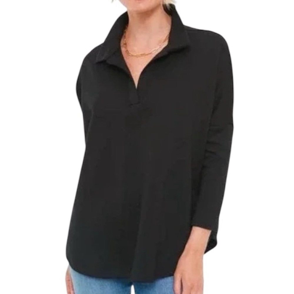 Tuckernuck Pomander Place Black Easy Polo Swing Pullover Sweatshirt M/L
